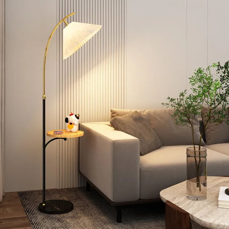 Modern Arched Floor Lamp with Small Table