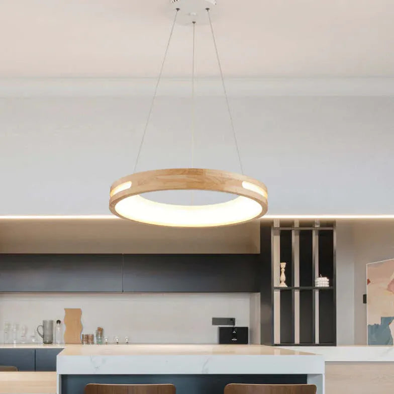 Ozawa Modern Ring Wood Pendant Light