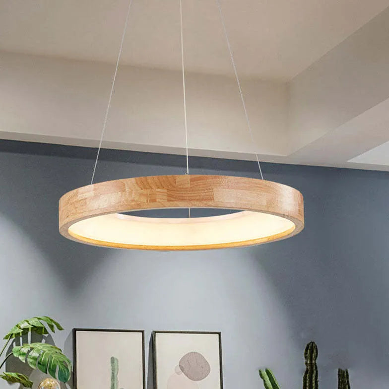 Ozawa Modern Ring Wood Pendant Light