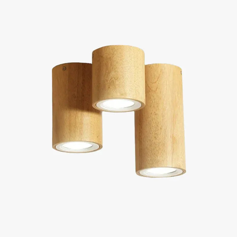 Rounded Column Wooden Flush Ceiling Lights