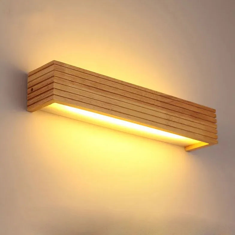 Rectangle Wooden Led Bathroom Wall Lights