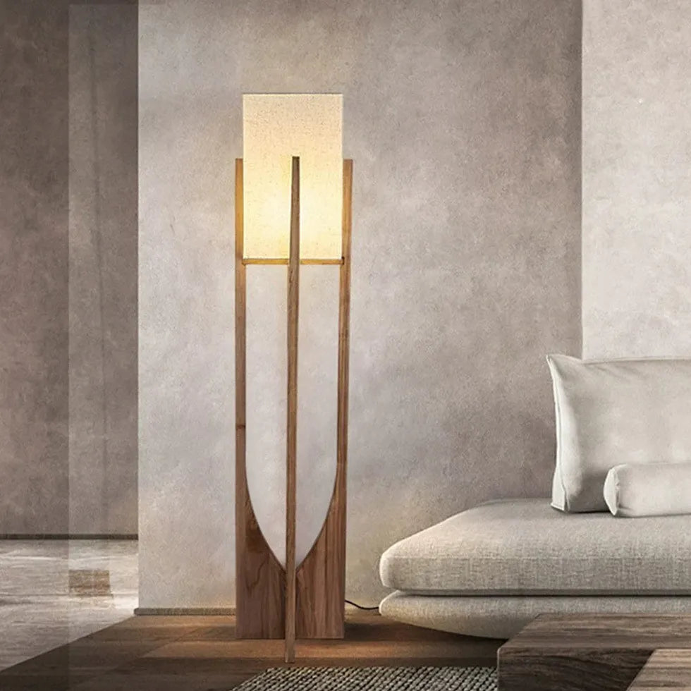 Wooden Frame Square Modern Floor Lamp