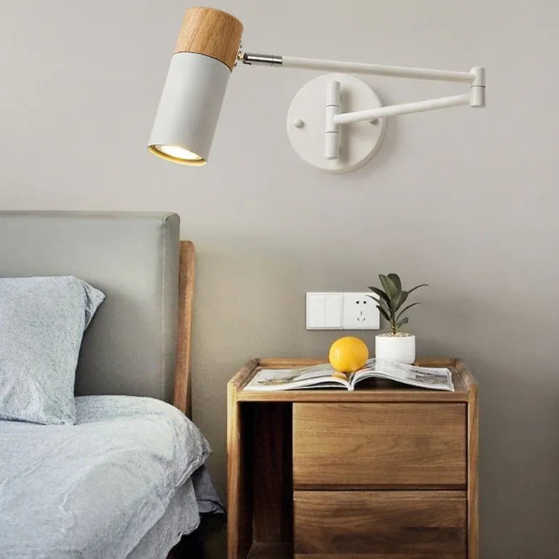 White Swing Arm Bedside Spotlights