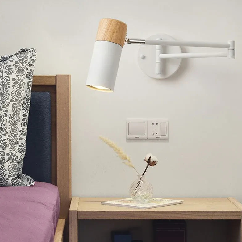 White Swing Arm Bedside Spotlights