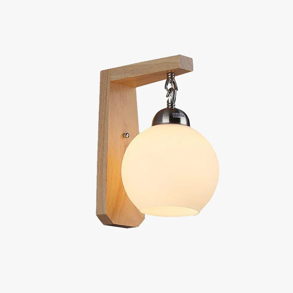 Nordic Minimalist Wooden Glass Modern Wall Lights