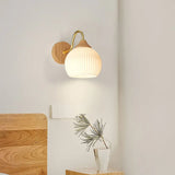 Nordic Wooden Glass Bedroom Wall Lights