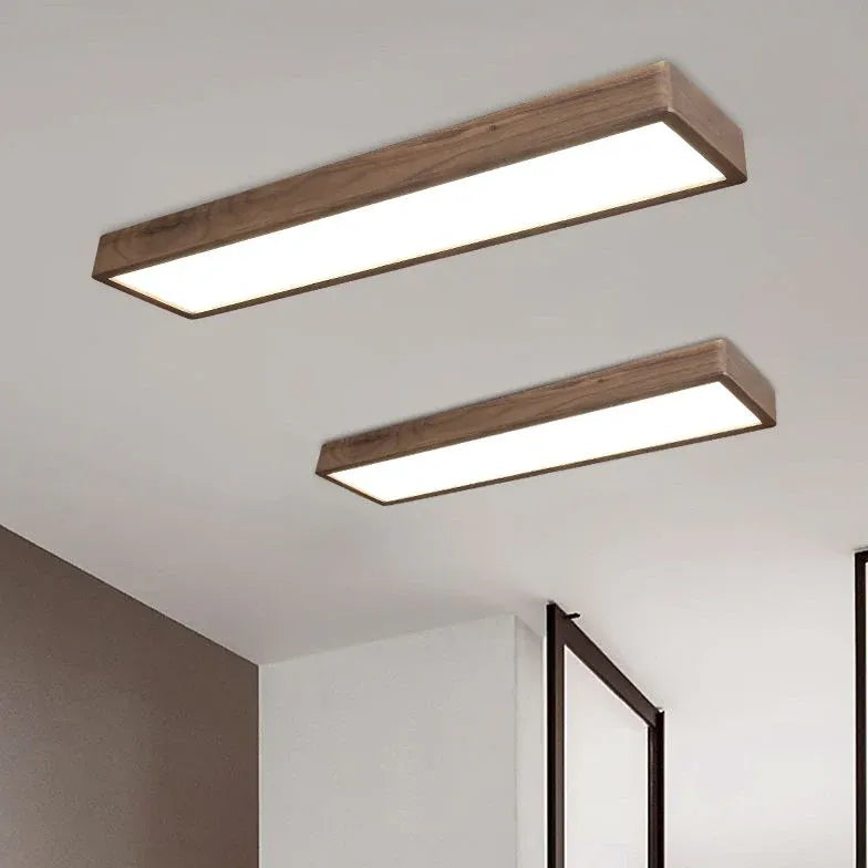 Rectangle Smooth Wooden Flush Ceiling Lights