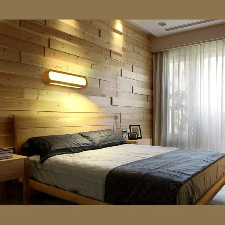 Long Strip Wooden Led Mirror Lights