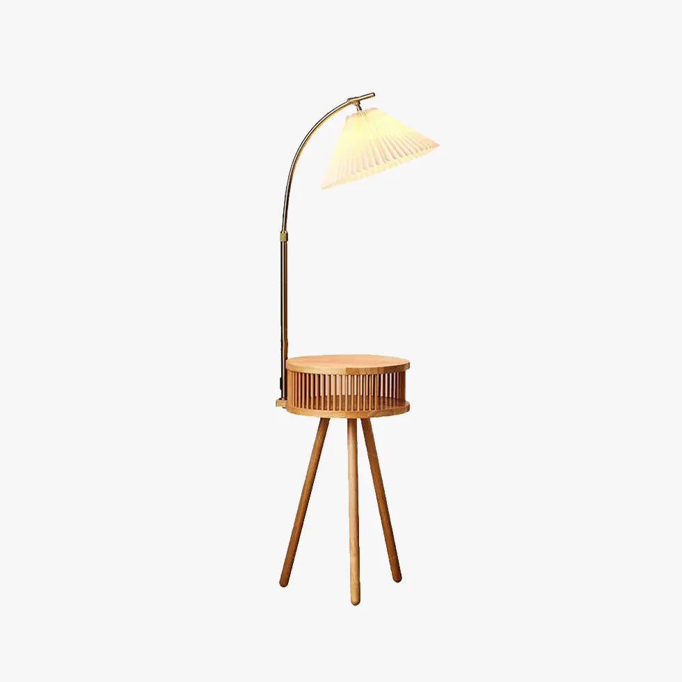 Wooden Arched Floor Lamp with Table