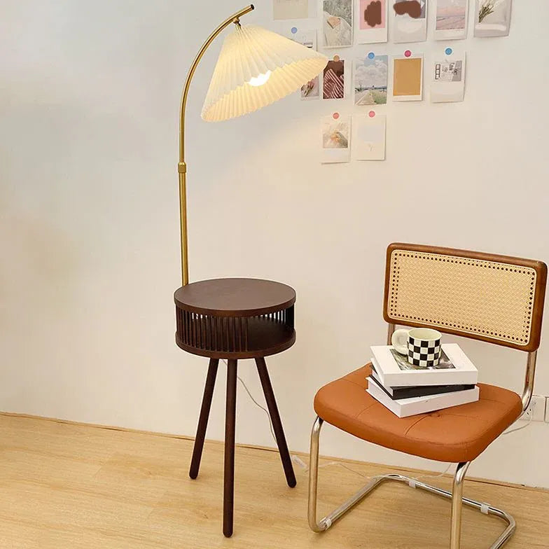 Wooden Arched Floor Lamp with Table