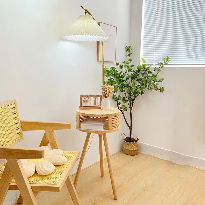 Wooden Arched Floor Lamp with Table