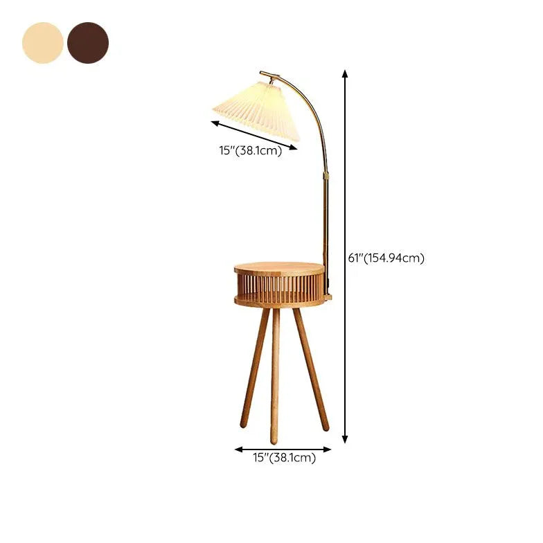 Wooden Arched Floor Lamp with Table