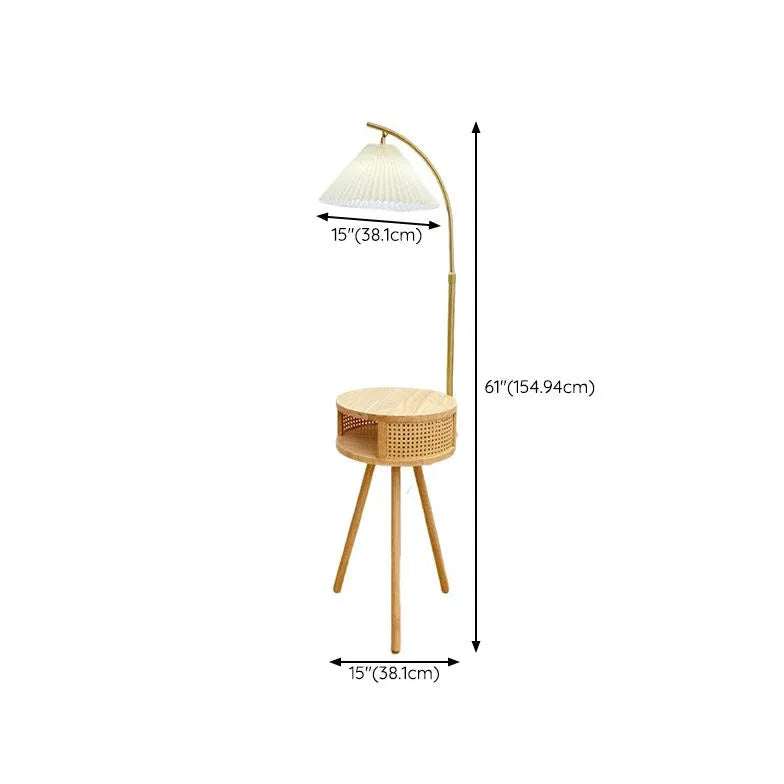 Wooden Arched Floor Lamp with Table