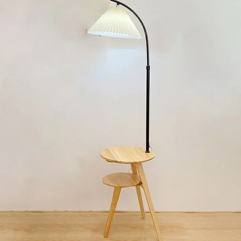 Wooden Arched Floor Lamp with Table