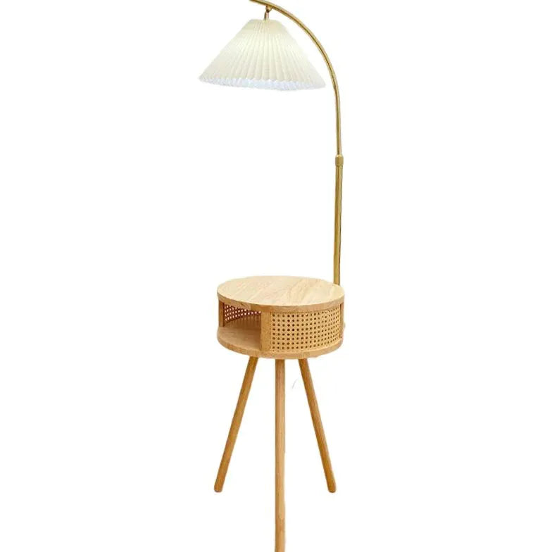 Wooden Arched Floor Lamp with Table