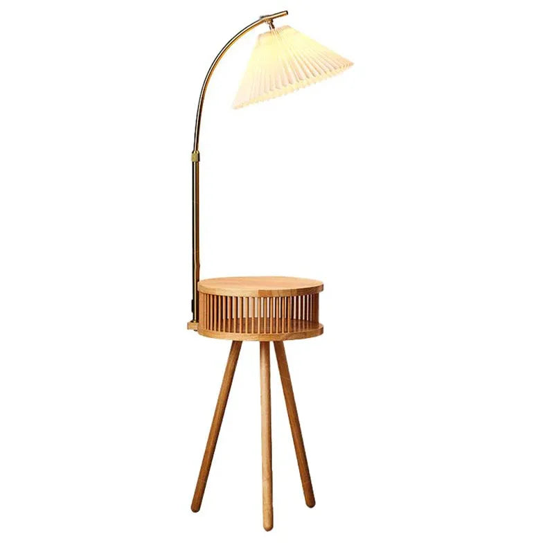 Wooden Arched Floor Lamp with Table