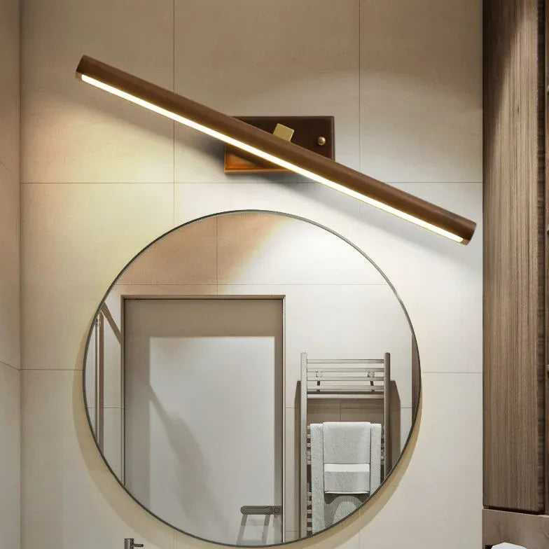 Natural Wooden Long Strip Bathroom Wall Lights