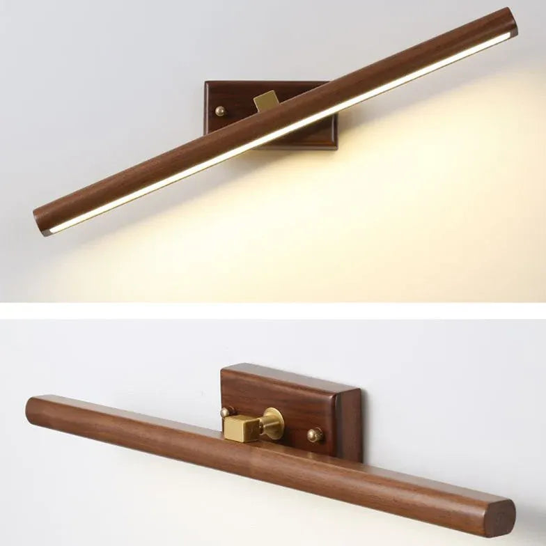 Natural Wooden Long Strip Bathroom Wall Lights