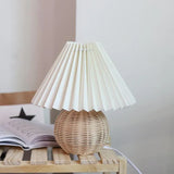 Rattan Paper Pleated Natural Table Lamp