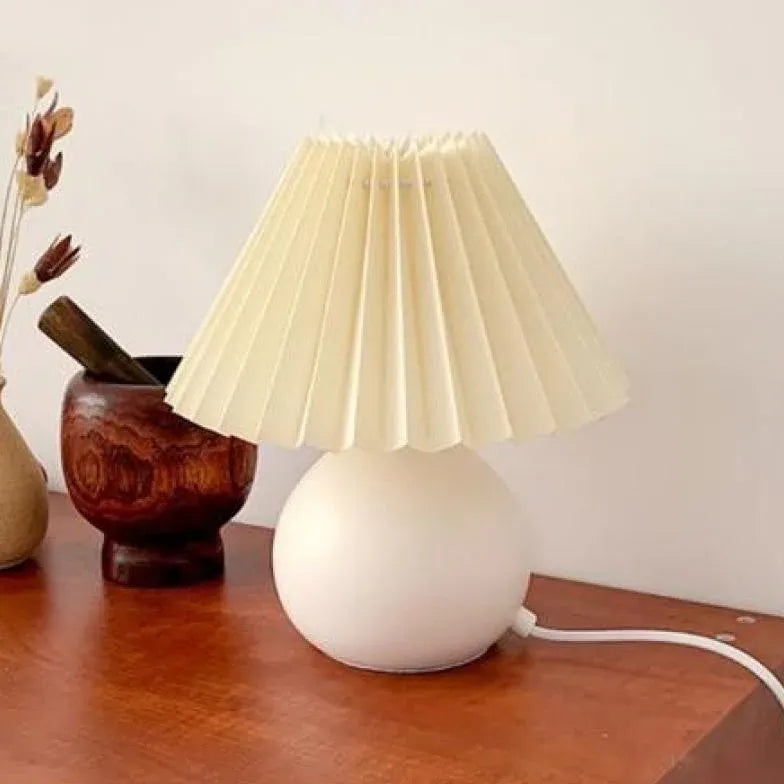 Rattan Paper Pleated Natural Table Lamp