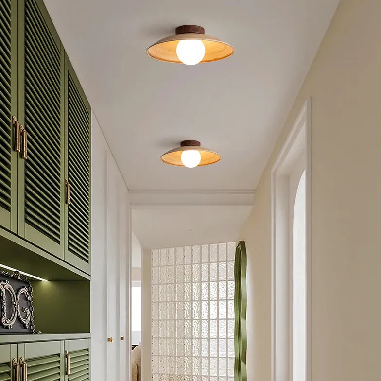 Spherical Warm-Toned Ceiling Light for Corridor