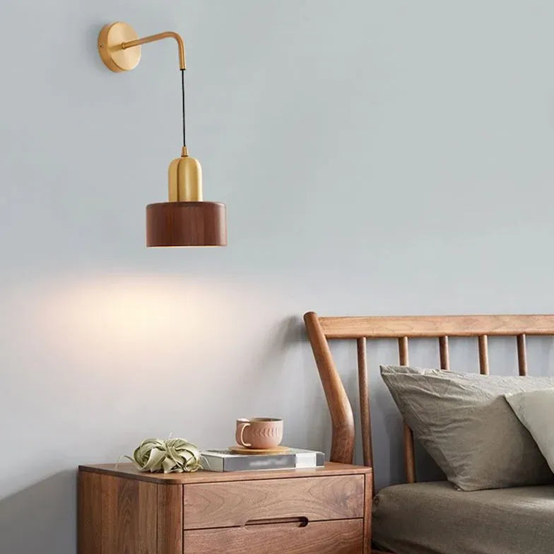 Gold Wooden Hanging Modern Wall Lamp