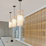 Hollowed Out Wood Rattan Kitchen Pendant Light