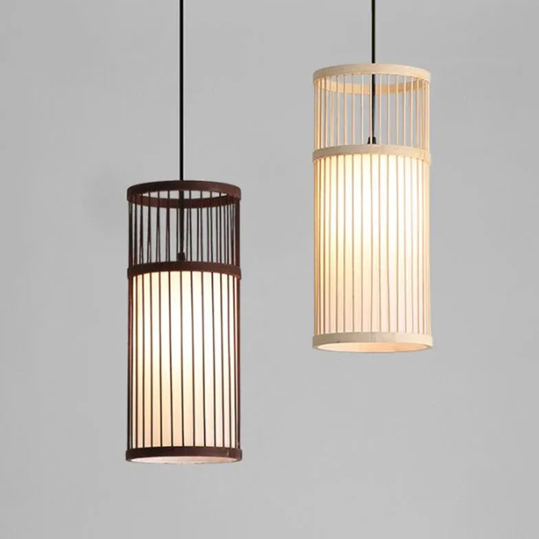 Hollowed Out Wood Rattan Kitchen Pendant Light