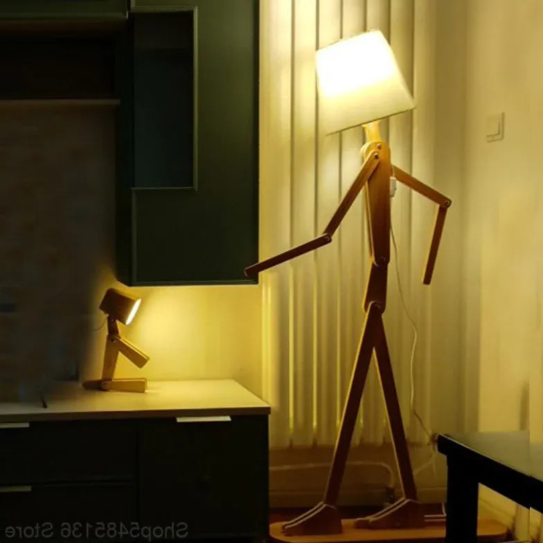 Wooden Adjustable Figurine Floor Lamp