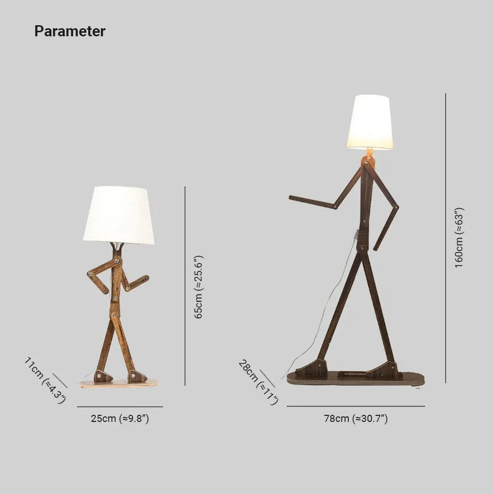 Wooden Adjustable Figurine Floor Lamp