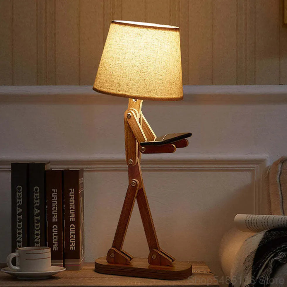 Wooden Adjustable Figurine Floor Lamp