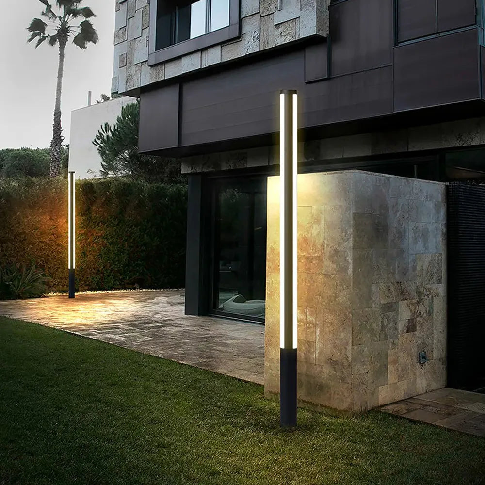 Large Cylinder Led Black Bollard Lights