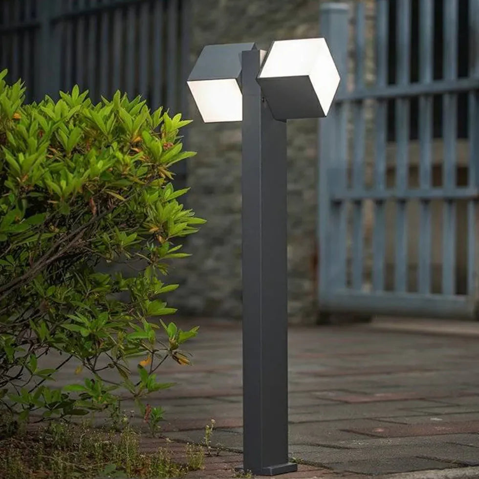 Geometric Rotation Black Bollard Lights