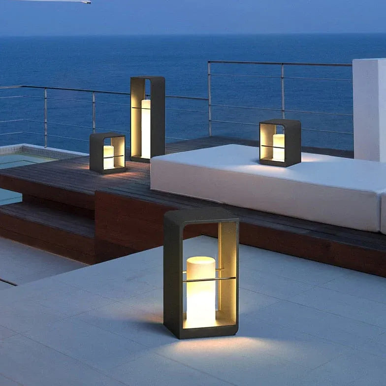 Cylinder Lantern Black Outdoor Floor Lamps