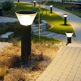 Conical Led Black Solar Outdoor Bollard Lights