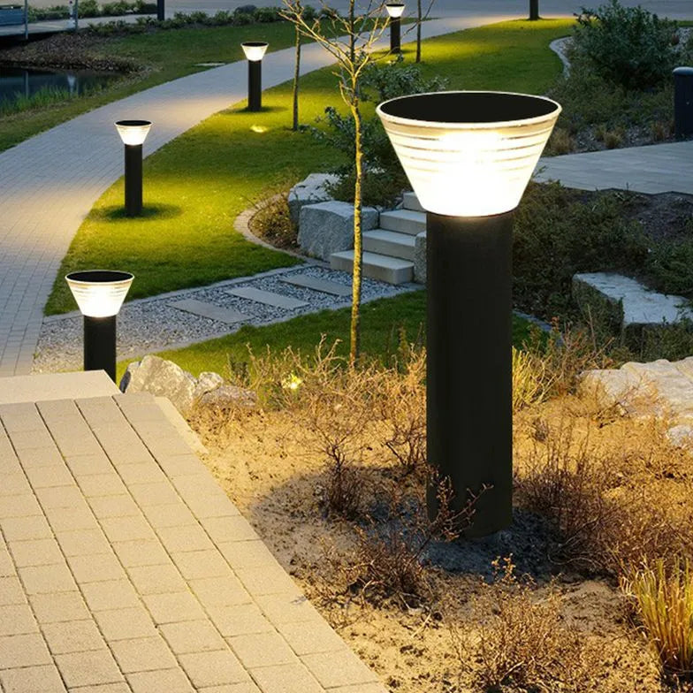 Conical Led Black Solar Outdoor Bollard Lights