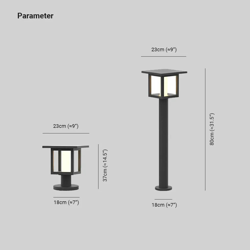 Square Lantern Led Outdoor Bollard Lights