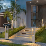 Grey Rectangular Stone Bollard Lights