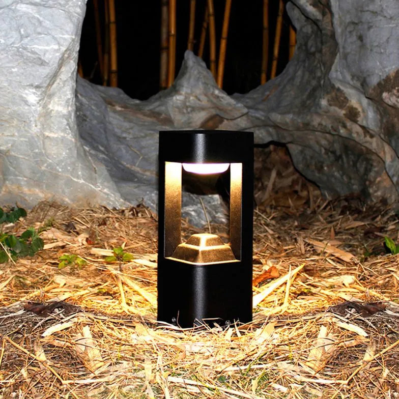 Hexagonal Black Led Outdoor Bollard Lights