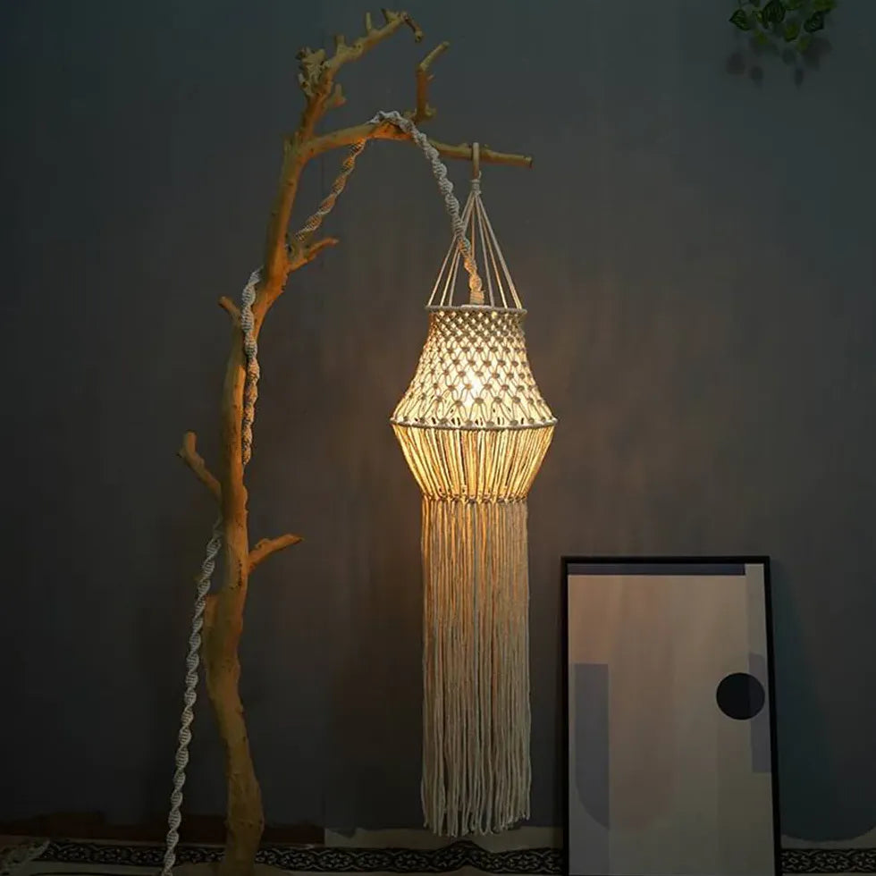 Handwoven Lampshade Bohemian Floor Lamp