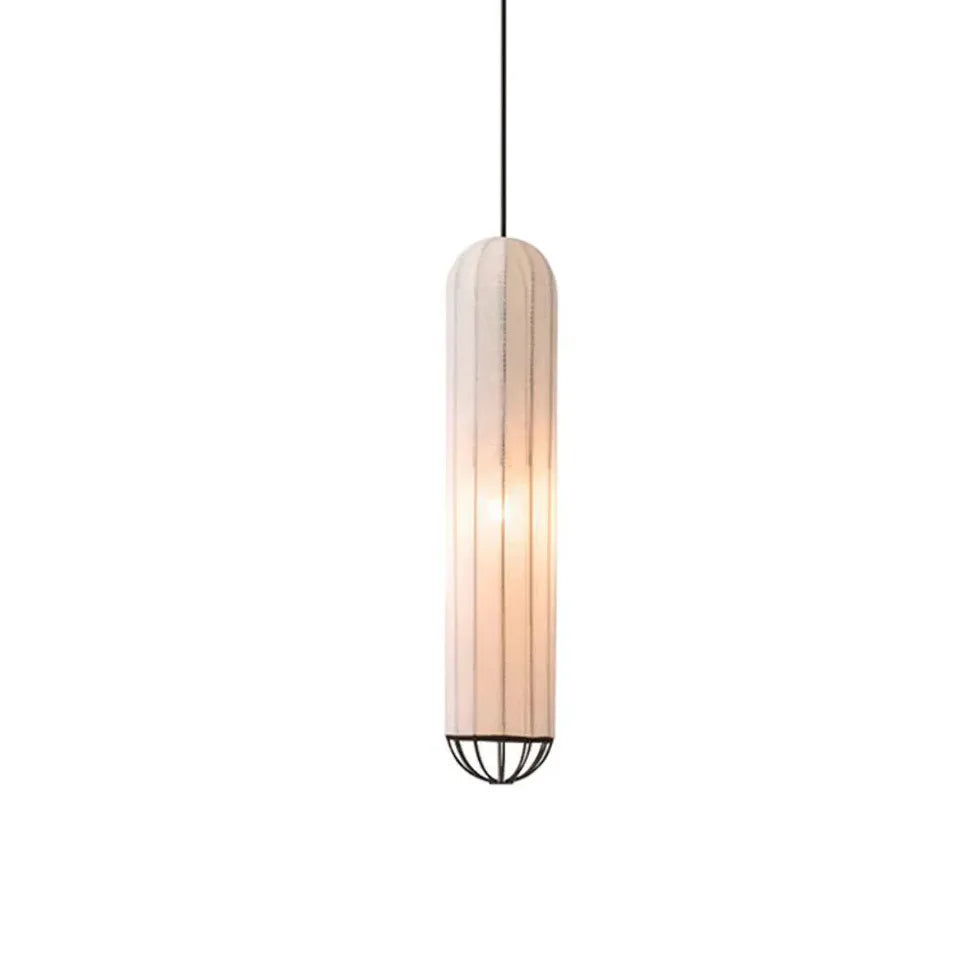 Cylindrical Striped Translucent Pendant Light