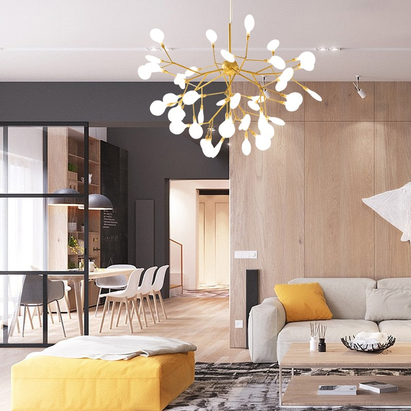 Modern Leaf Scattered Platinum Chandelier