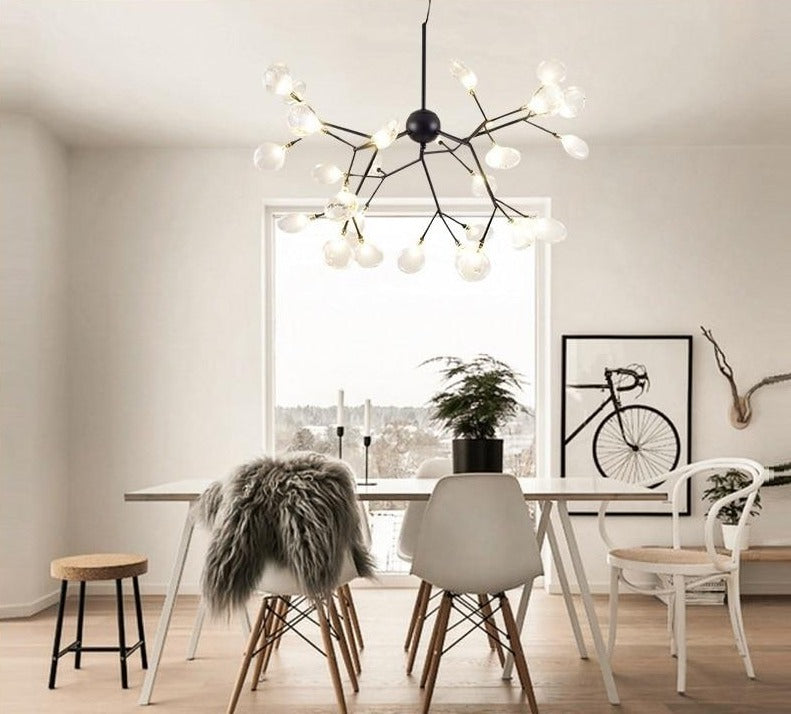 Modern Leaf Scattered Platinum Chandelier