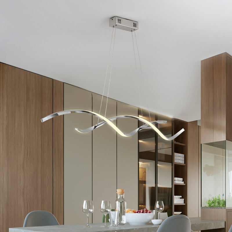 Modern Golden Spiral Linear Pendant Light