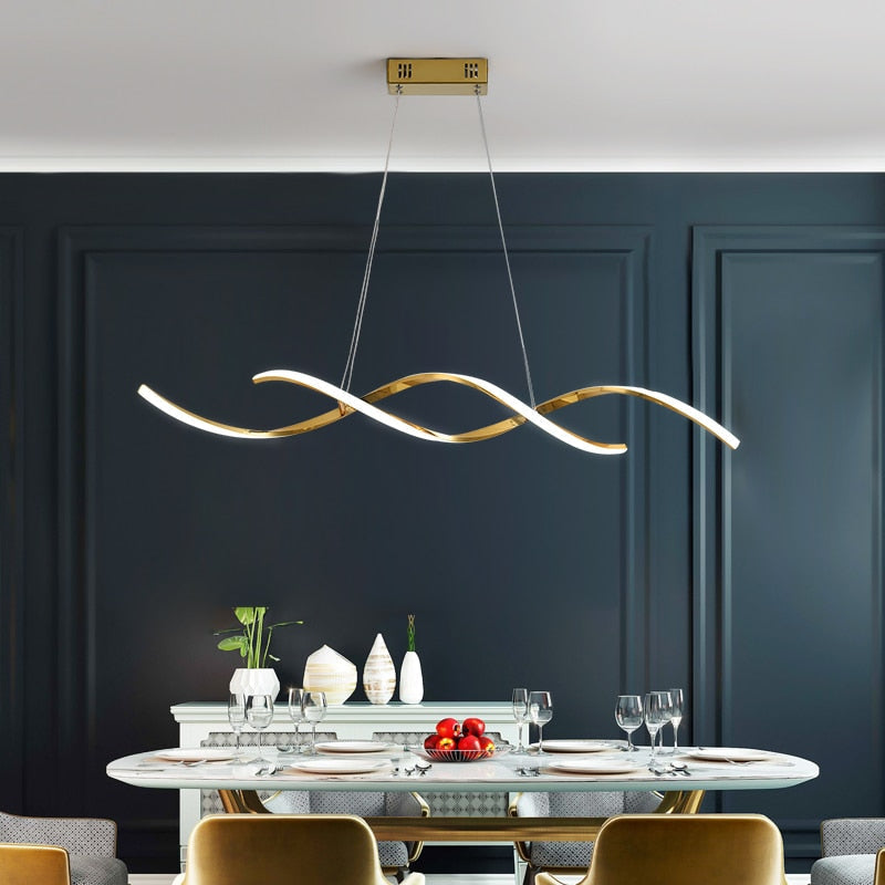 Modern Golden Spiral Linear Pendant Light