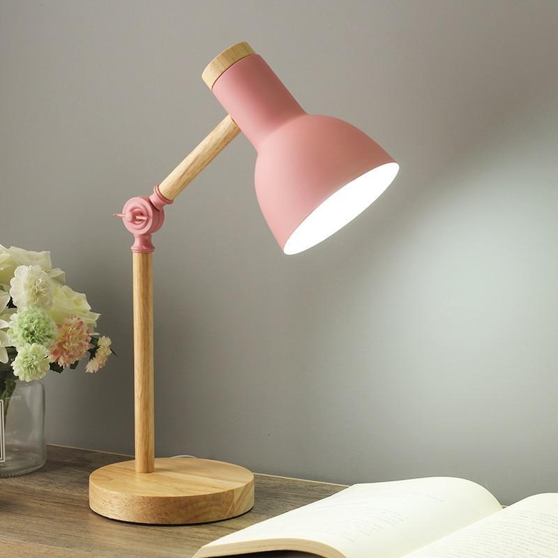 Modern Macaron Wood Desk Lamp Eye-Caring Design for Study Room