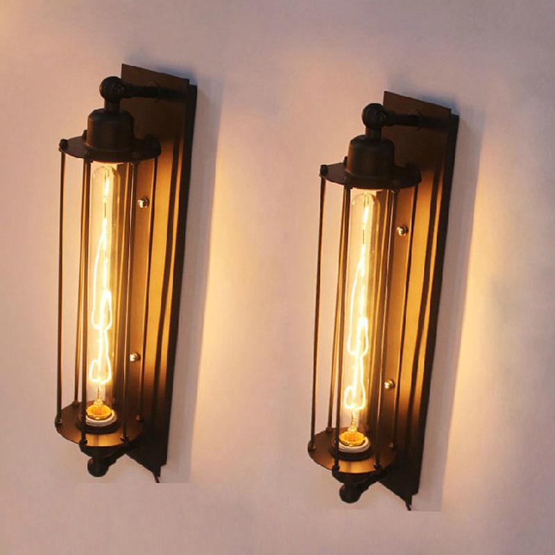 Warm Light Black Tube Retro Wall Lamp