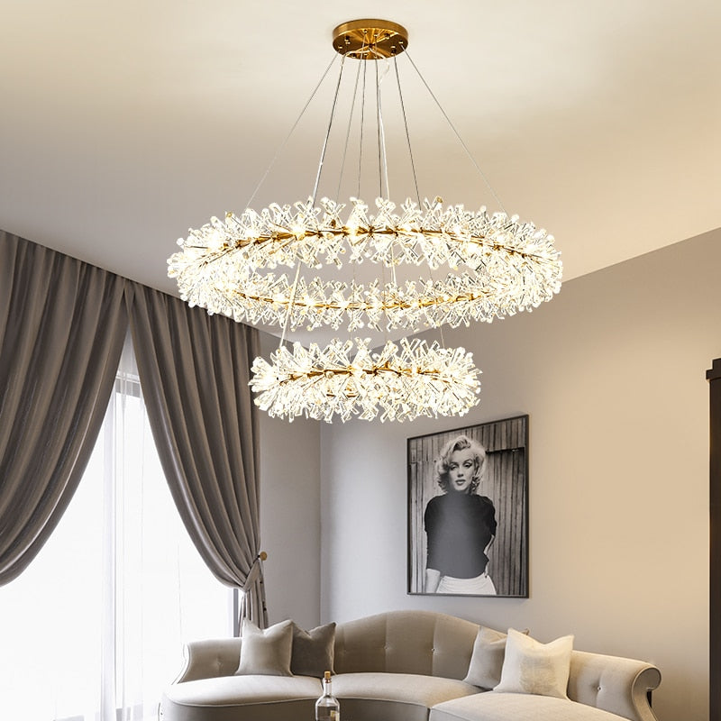 Multi-Layered Luxury Transparent Crystal Chandelier