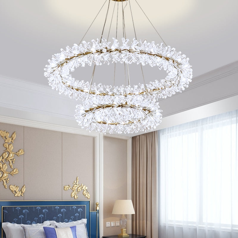 Multi-Layered Luxury Transparent Crystal Chandelier