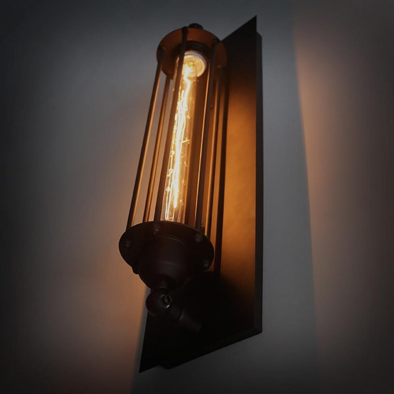 Warm Light Black Tube Retro Wall Lamp